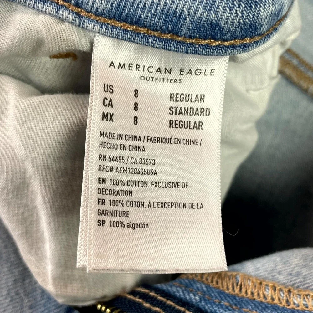 American Eagle Outfitters Mom Jeans Womens 8 Blue Denim Distressed Streetwear